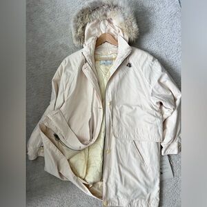 London Fog Women's Quilted Coat Jacket Fur Trim Hood